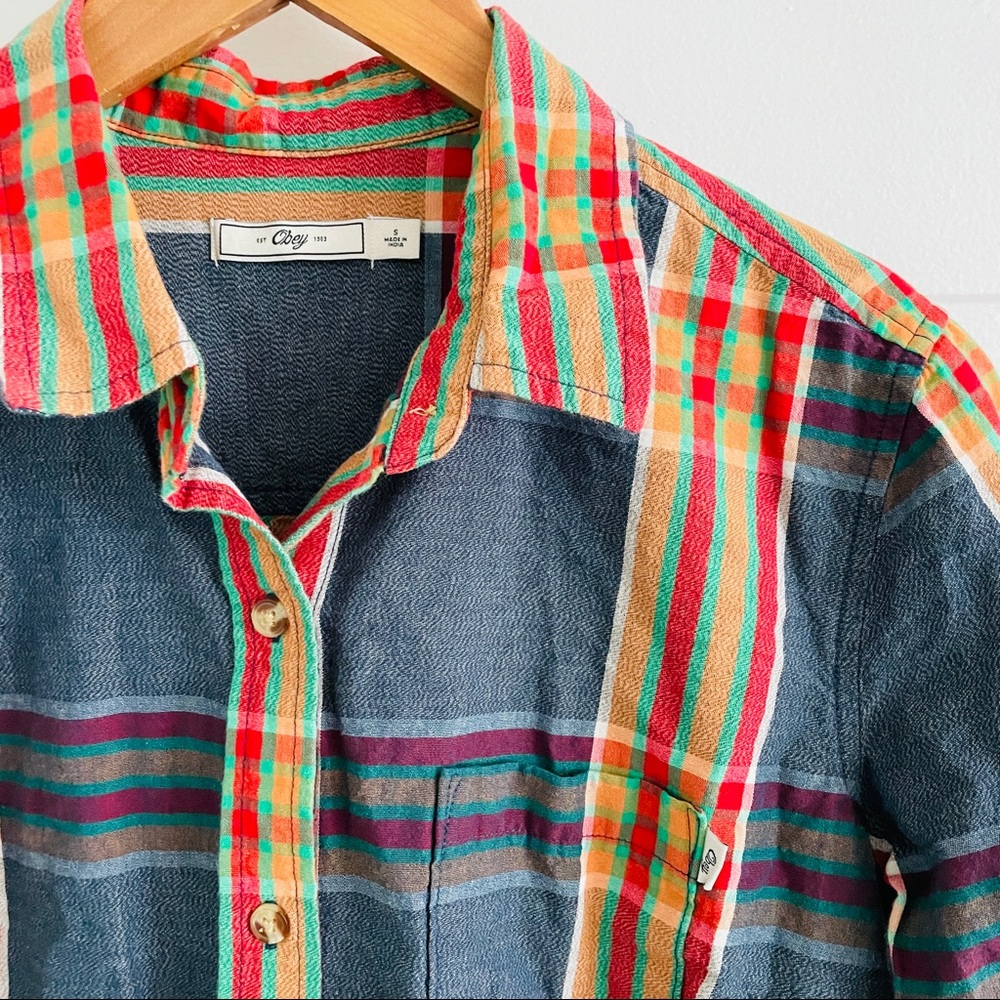 Obey Plaid Button Down Long Sleeve Shirt - Picture 2 of 4